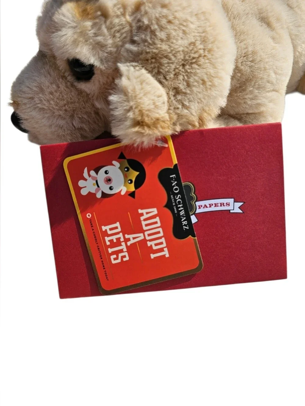 FAO Schwarz 10-inch Labrador Golden Retriever Plush Toy With Pet Adoption Cert